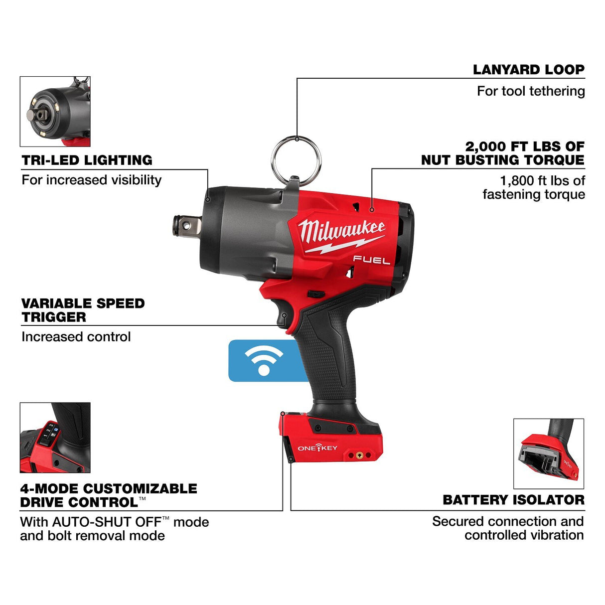 Milwaukee 2964-20 M18 FUEL 3/4" High Torque Impact Wrench with ONE-KEY Bare Tool - 3
