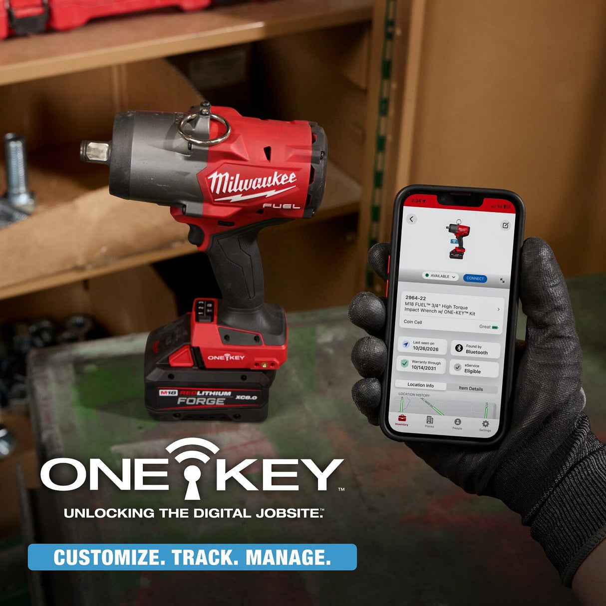 Milwaukee 2964-22 M18 FUEL 3/4" High Torque Impact Wrench Kit with ONE-KEY (2 Batteries) - 13