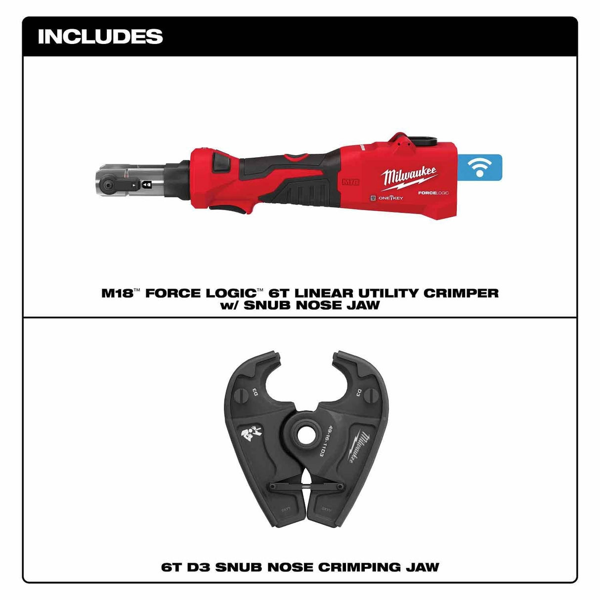Milwaukee 2978-20D3 M18 FORCE LOGIC 6T Linear Utility Crimper w/ Snub Nose Jaw - 2