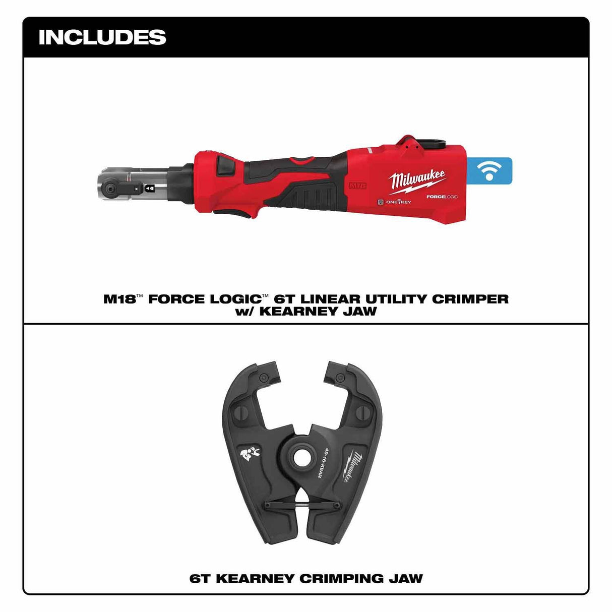 Milwaukee 2978-20K M18 FORCE LOGIC 6T Linear Utility Crimper w/ Kearney Jaw - 2