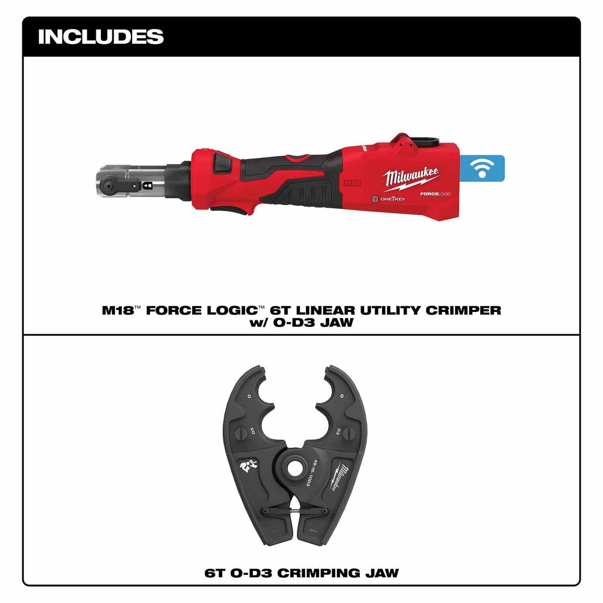 Milwaukee 2978-20O M18 FORCE LOGIC 6T Linear Utility Crimper w/ O-D3 Jaw - 2