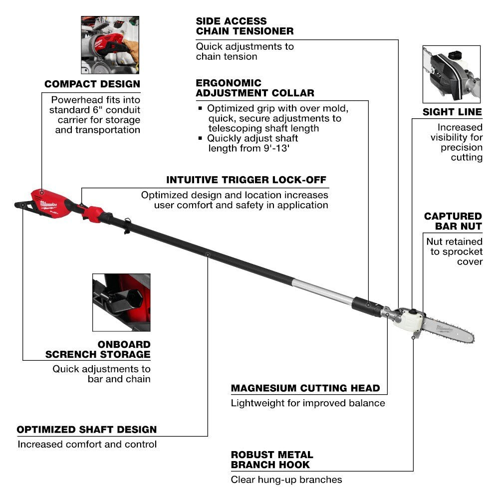 Milwaukee 3013-20 M18 FUEL Telescoping Pole Saw - 5