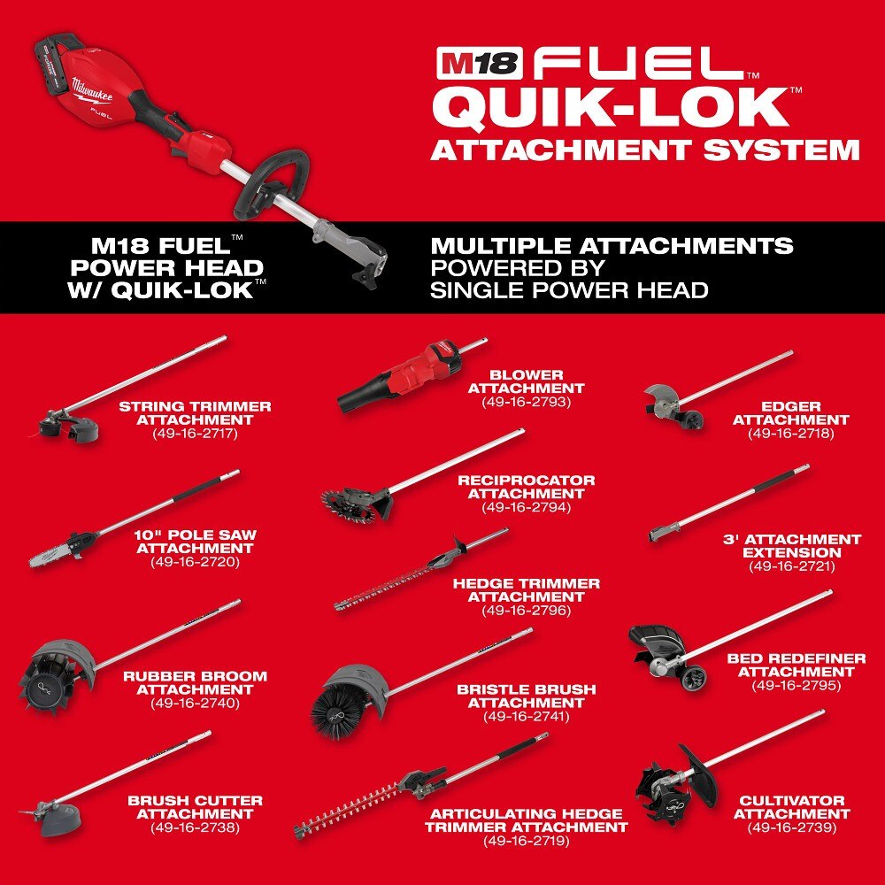 Milwaukee 3016-80 M18 FUEL QUIK-LOK Power Head Straight Shaft (Reconditioned) - 2