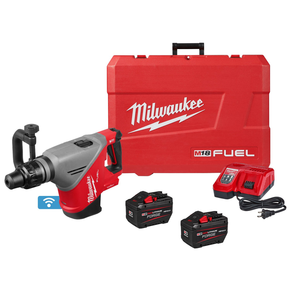 Milwaukee 3018-22HD M18 Fuel 18 lb SDS Max Demolition Hammer Kit with ONE-KEY (2 Batteries)
