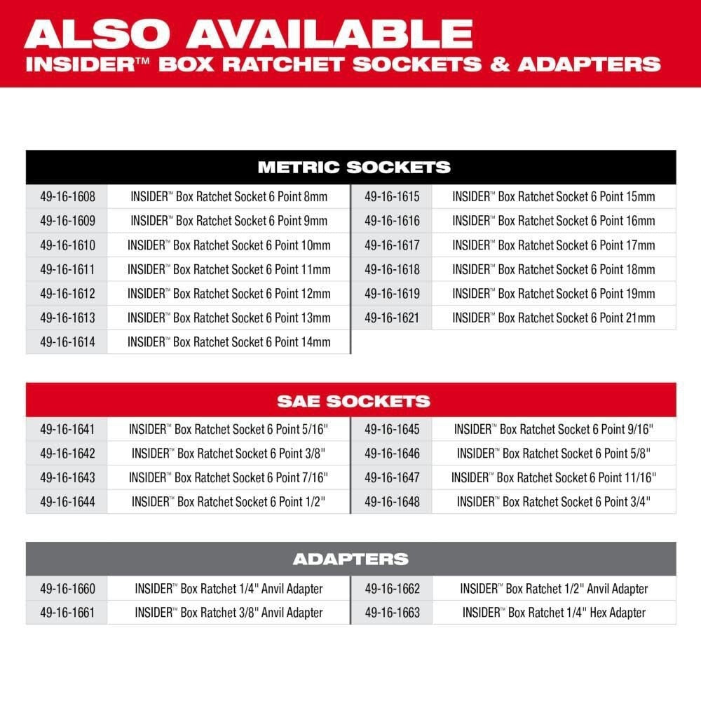 Milwaukee 3050-21 M12 FUEL INSIDER Extended Reach Box Ratchet Kit - 6