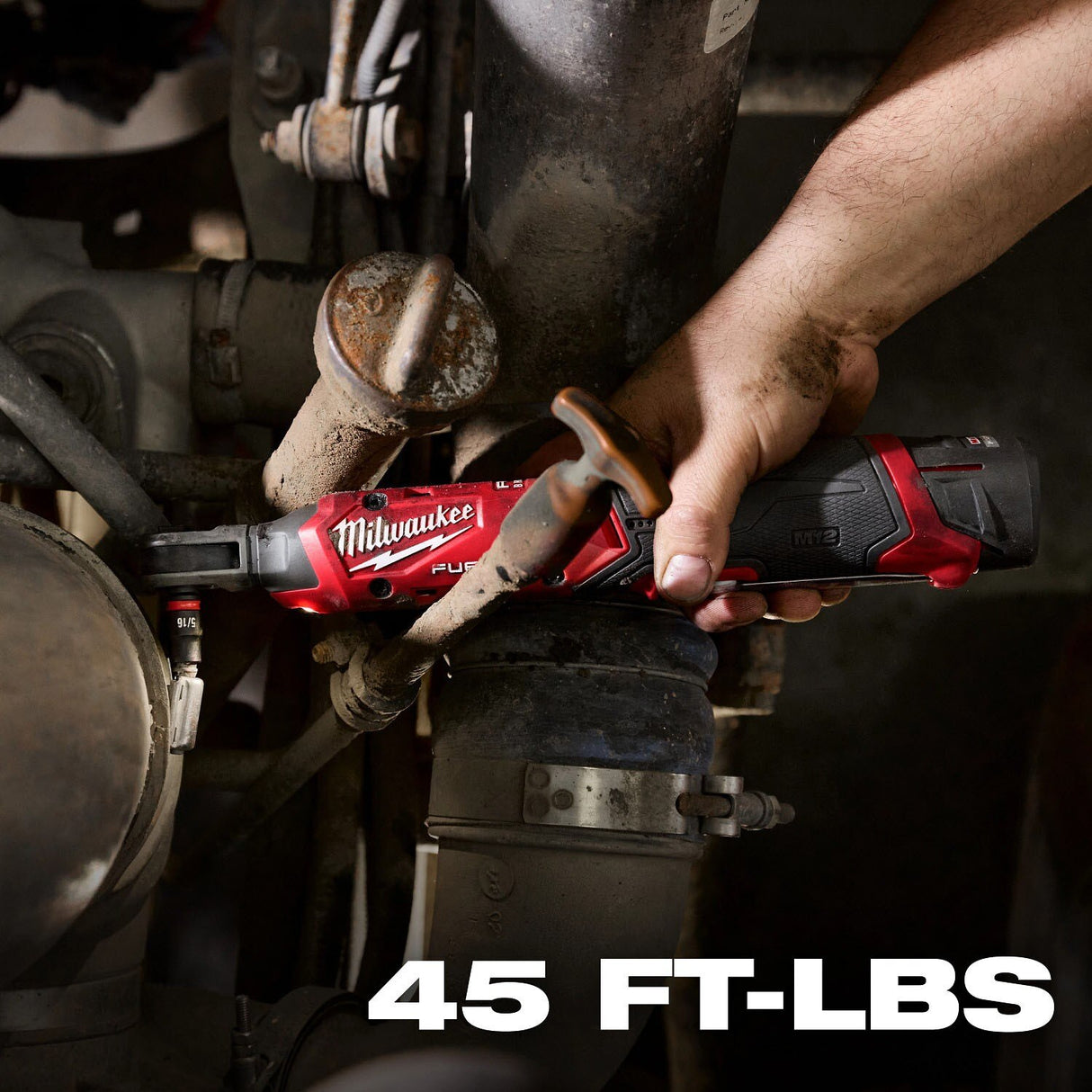 Milwaukee 3052-20 M12 FUEL 1/4 Inch Cordless Ratchet, 550 RPM, 45 ft-lbs, Compact Head (Bare Tool) - 9