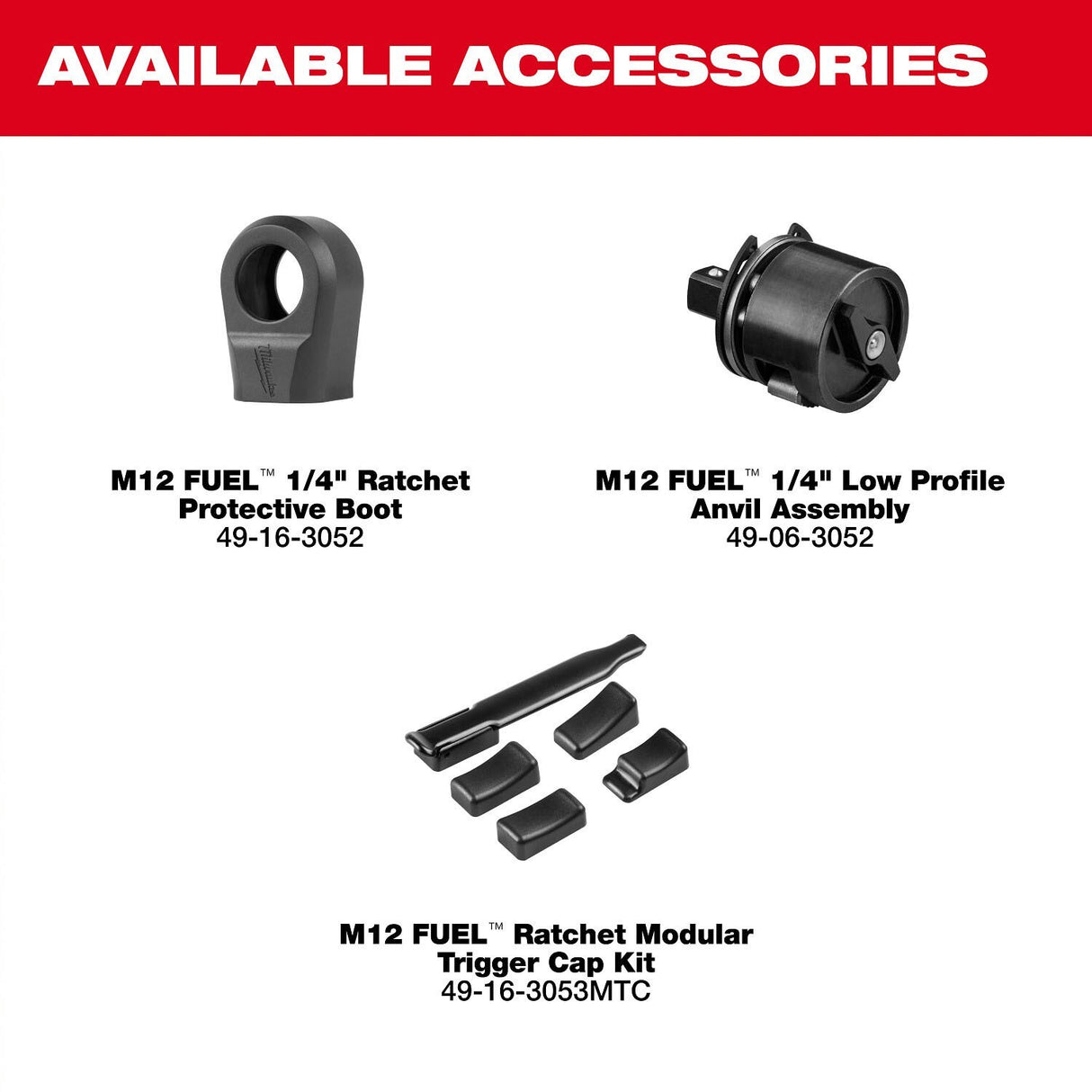 Milwaukee 3052-20 M12 FUEL 1/4 Inch Cordless Ratchet, 550 RPM, 45 ft-lbs, Compact Head (Bare Tool) - 13