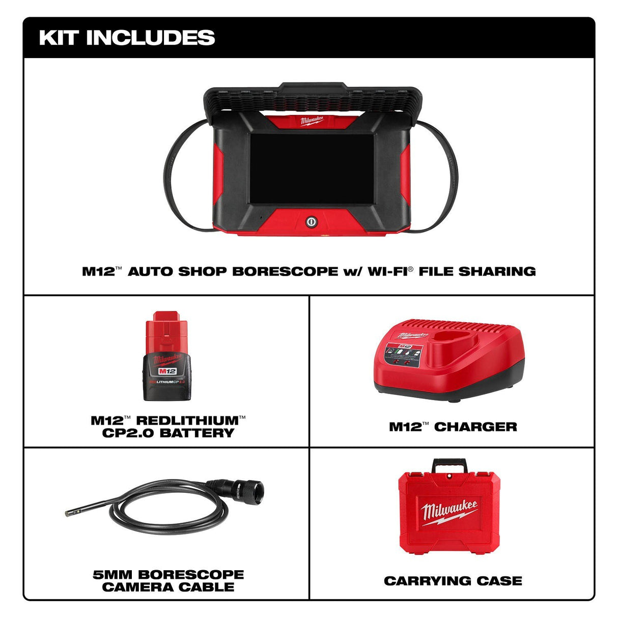 Milwaukee 3151-21 M12 Auto Shop Borescope with Wi-Fi File Sharing Kit - 2