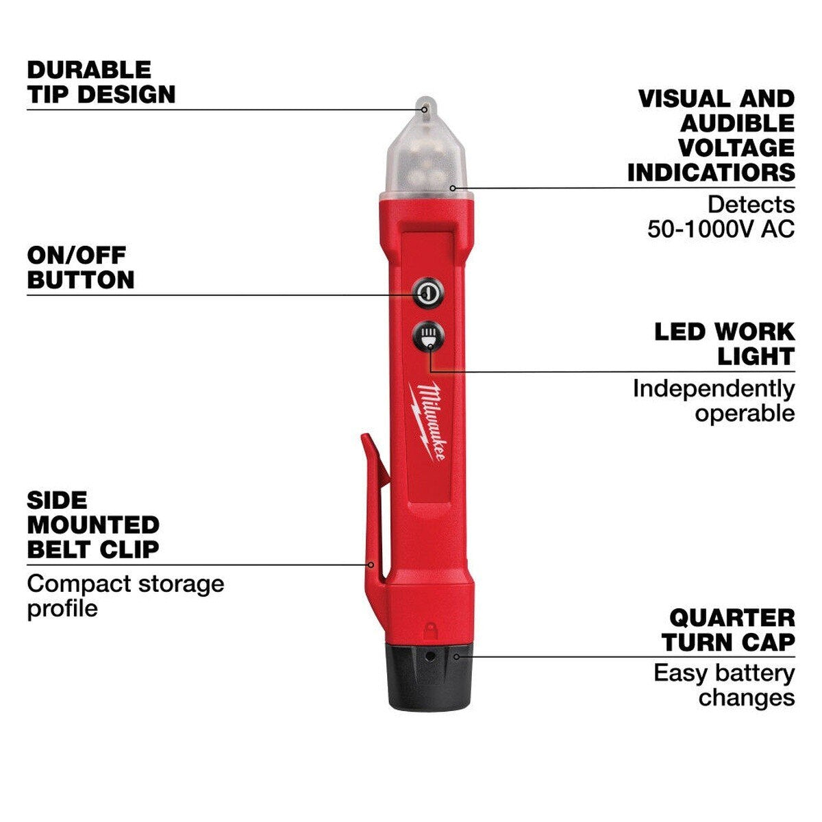 Milwaukee 3202-20 Non-Contact Voltage Detector with LED 50V-1000V AC CAT IV 1000V - 2