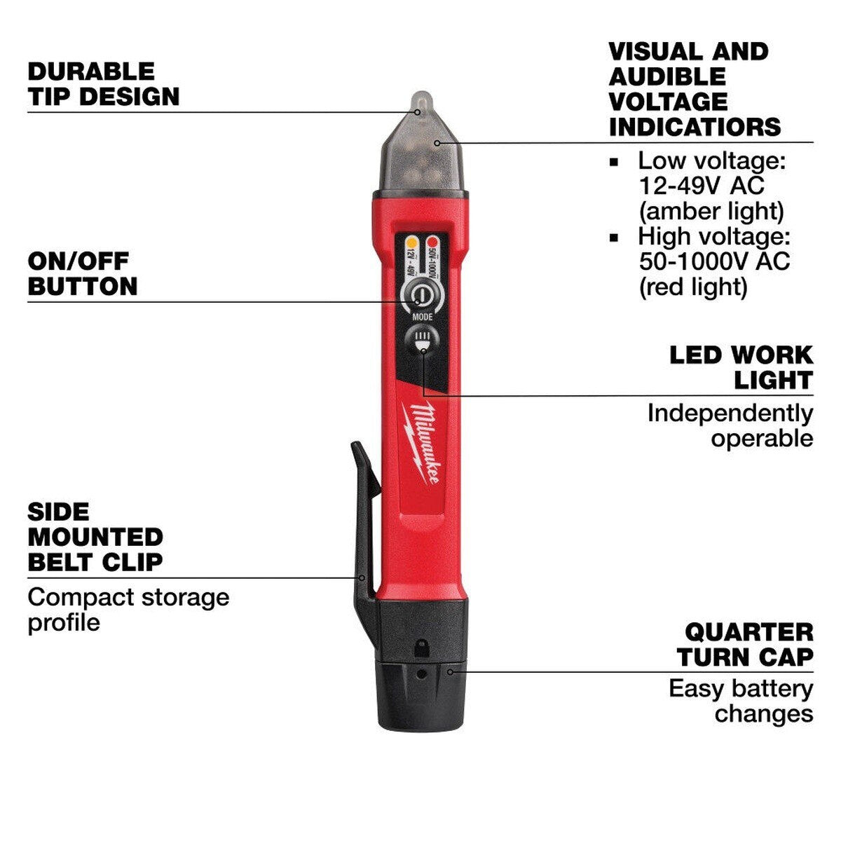 Milwaukee 3203-20 Dual Range Non-Contact Voltage Detector with LED - 2
