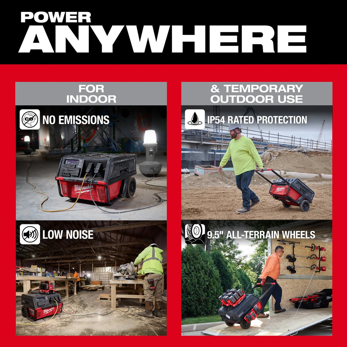Milwaukee 3301R ROLL-ON 7200W 3600W 6.0kWh Portable Power Supply with Integrated Battery - 7