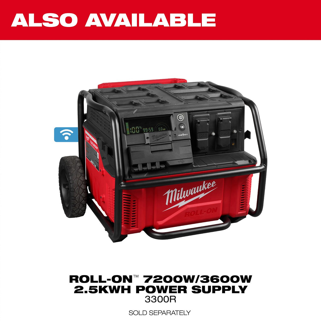 Milwaukee 3301R ROLL-ON 7200W 3600W 6.0kWh Portable Power Supply with Integrated Battery - 10