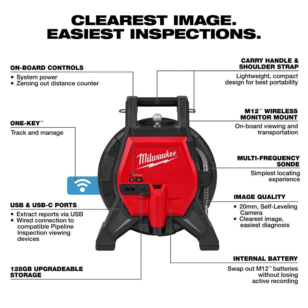 Milwaukee 3318-22B M12 85’ High Flex Compact Inspection Camera Kit - 2