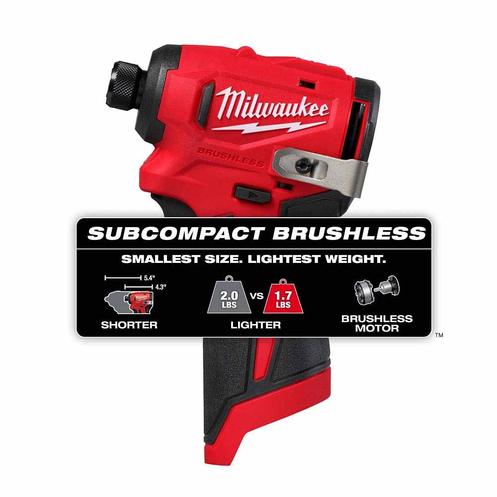 Milwaukee 3450-20 M12 Subcompact Brushless 1/4" Hex Impact Driver - 3
