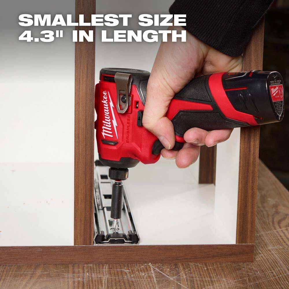 Milwaukee 3450-22 M12 Subcompact Brushless 1/4" Hex Impact Driver Kit - 6