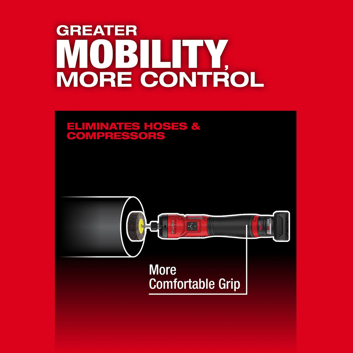 Milwaukee 3486-22 M12 FUEL 1/4" Straight Die Grinder Kit with 2 Batteries and Carrying Case - 5