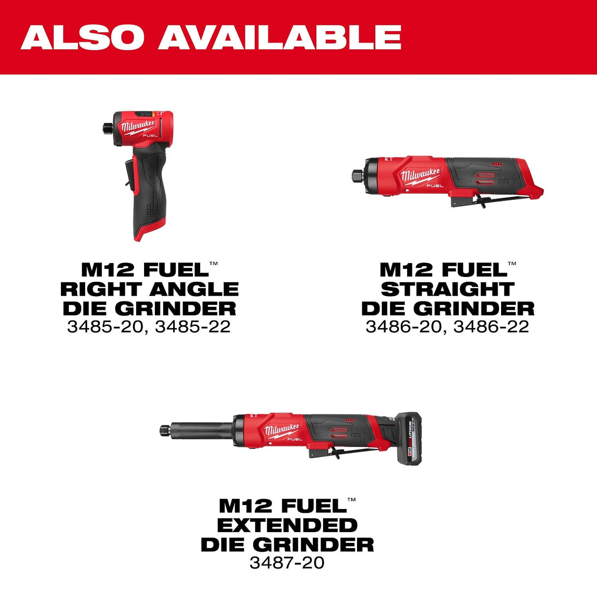 Milwaukee 3486-22 M12 FUEL 1/4" Straight Die Grinder Kit with 2 Batteries and Carrying Case - 12