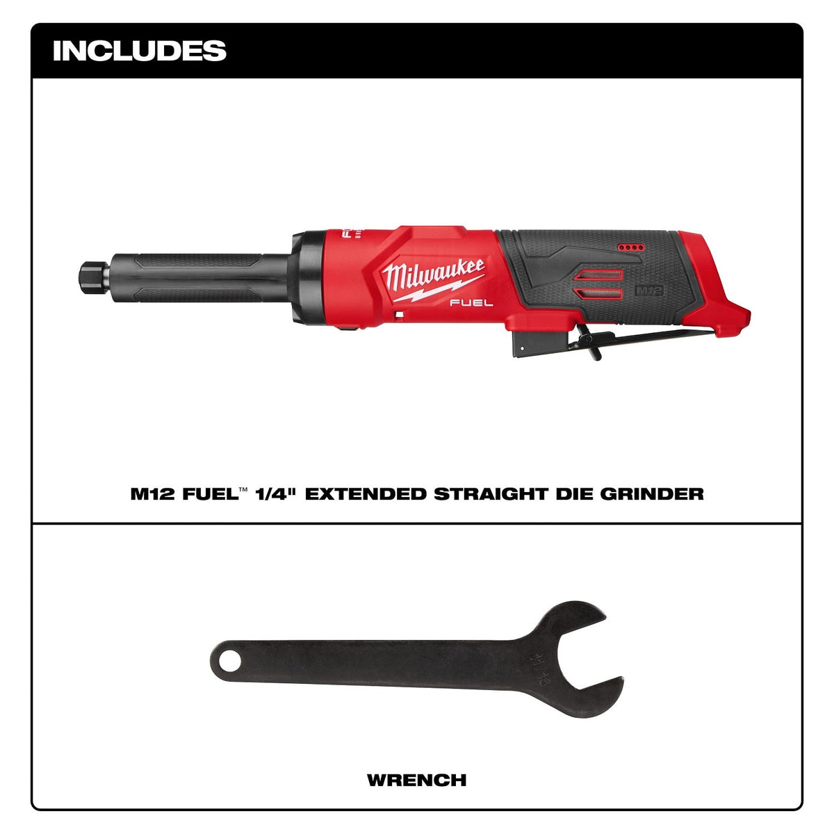 Milwaukee 3487-20 M12 FUEL 1/4" Extended Straight Die Grinder with 4" Shaft - 2