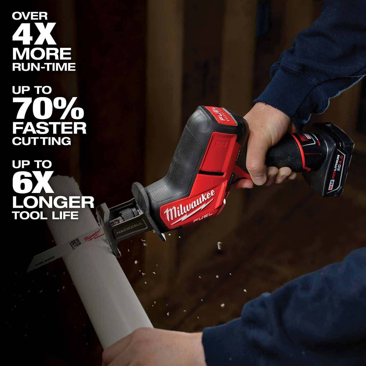 Milwaukee 3495-23 M12 FUEL 3-Tool Combo Kit with 1/2 Inch Hammer Drill, HACKZALL Recip Saw, ROVER Flood Light, Charger and CP2.0 Batteries (2 Pack) - 5