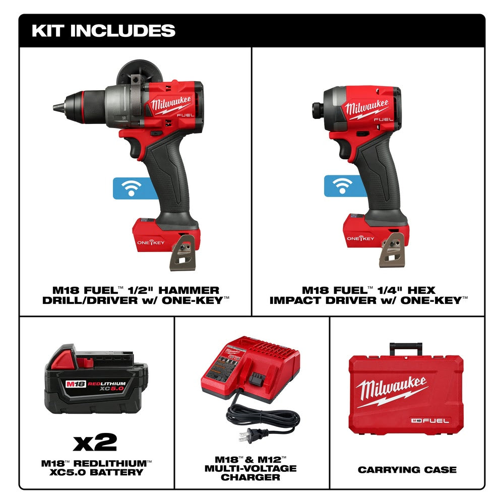 Milwaukee 3696-22 M18 FUEL 2-Tool Combo Kit w/ ONE-KEY - 3