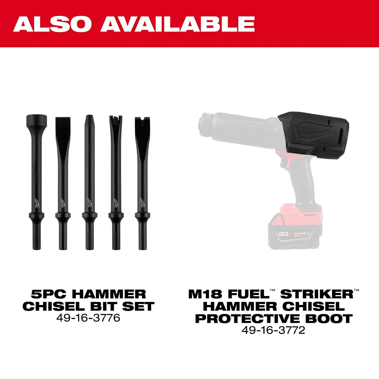 Milwaukee 3771-20 M18 FUEL Striker 0.401" Round Shank Cordless Hammer Chisel - 13