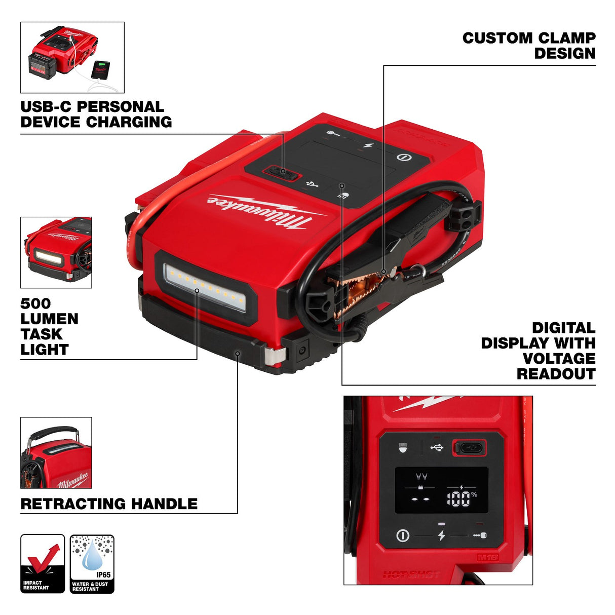 Milwaukee 3841-20 M18 HOTSHOT Jump Starter - 3