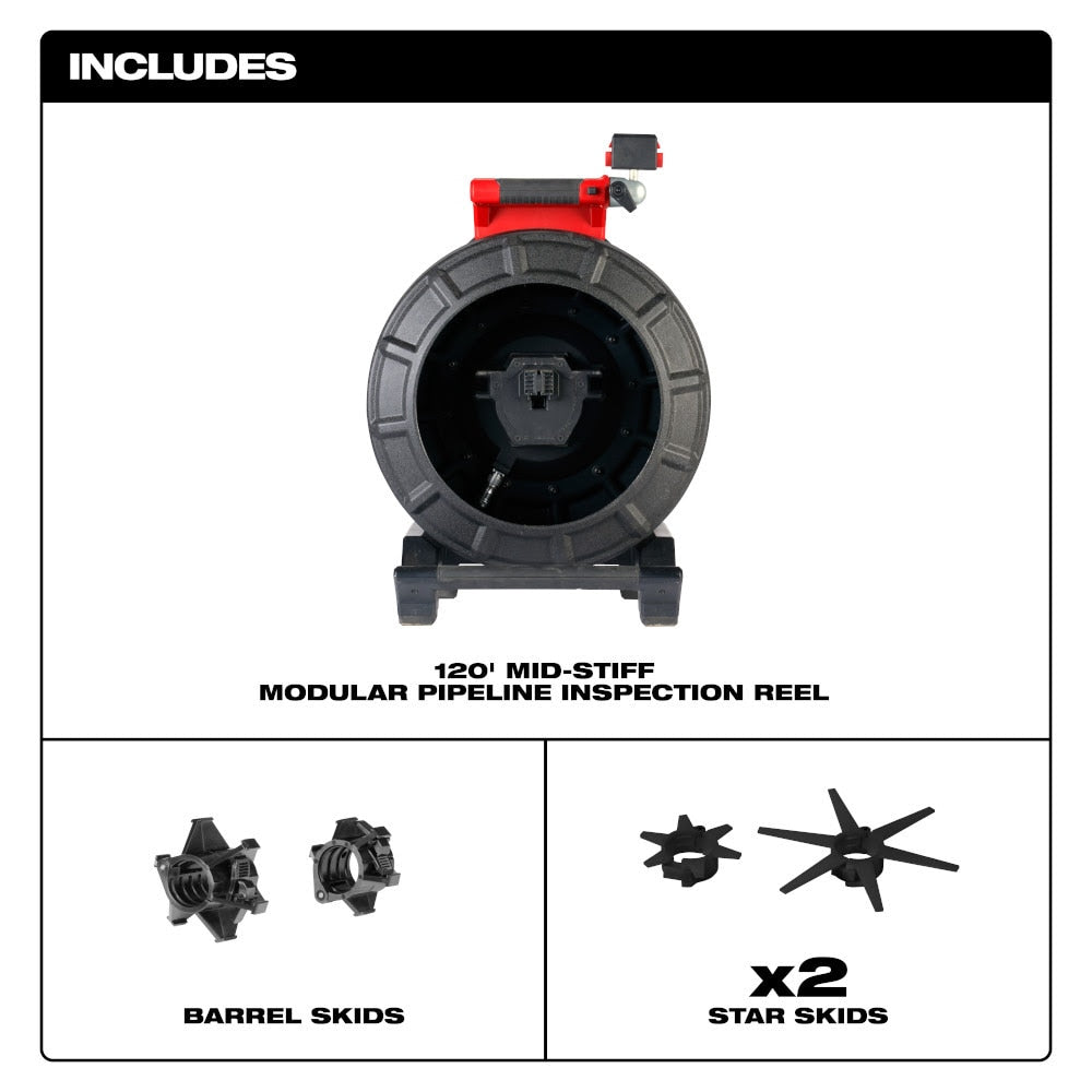 Milwaukee 3973-20 120' Mid-Stiff Modular Pipeline Inspection Reel - 3