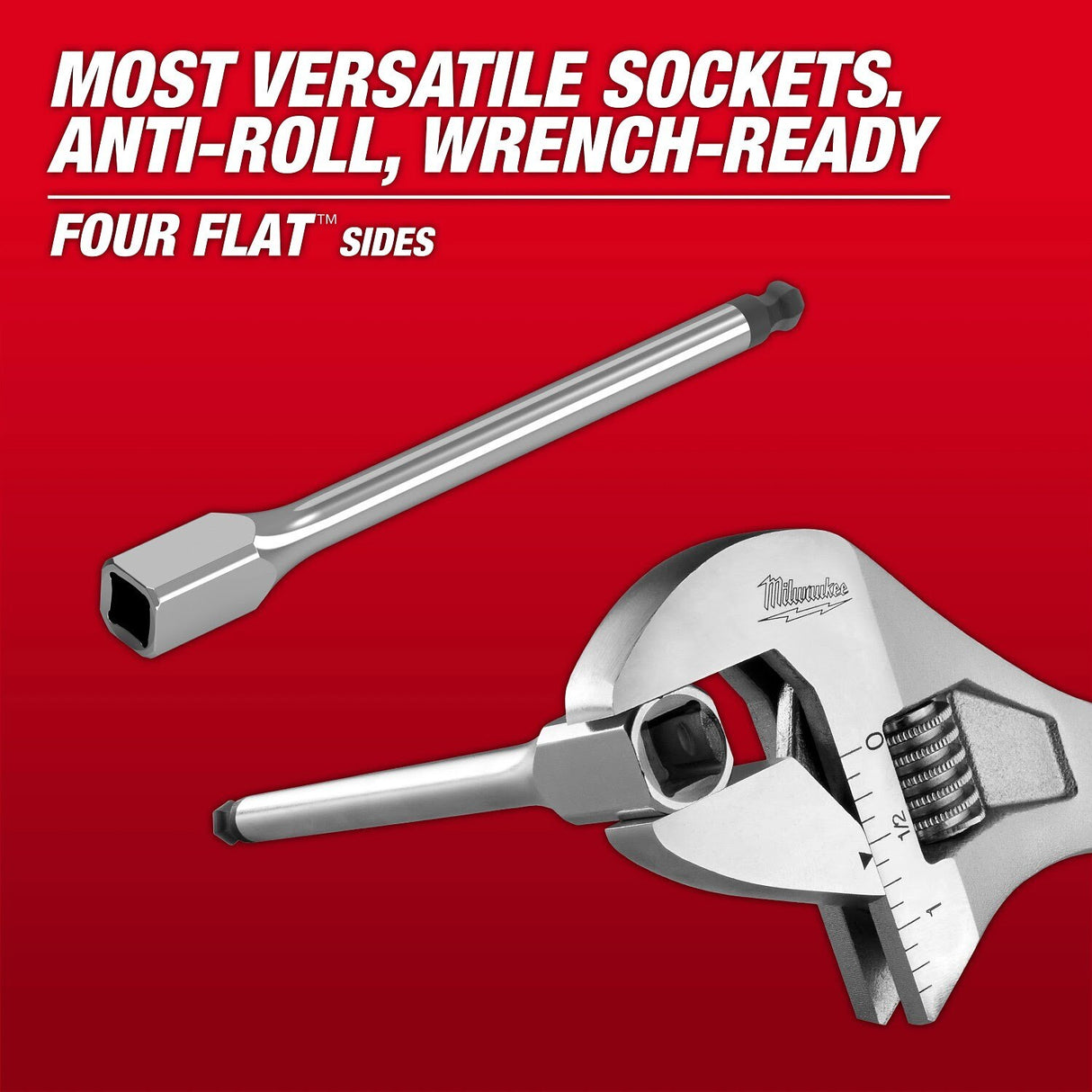 Milwaukee 45-34-1094 3/8" Drive 1/4" Long Ball End Hex Bit Socket with Anti-Roll Wrench-Ready Design - 3