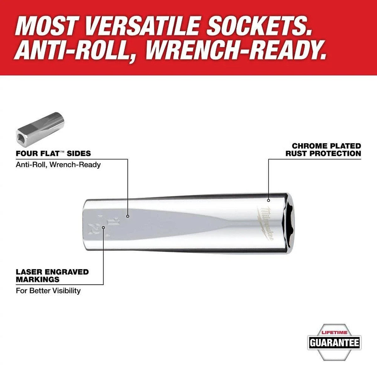Milwaukee 45-34-9011 1/4" Drive 5/32" SAE 6-Point Deep Socket Four Flat Sides - 2