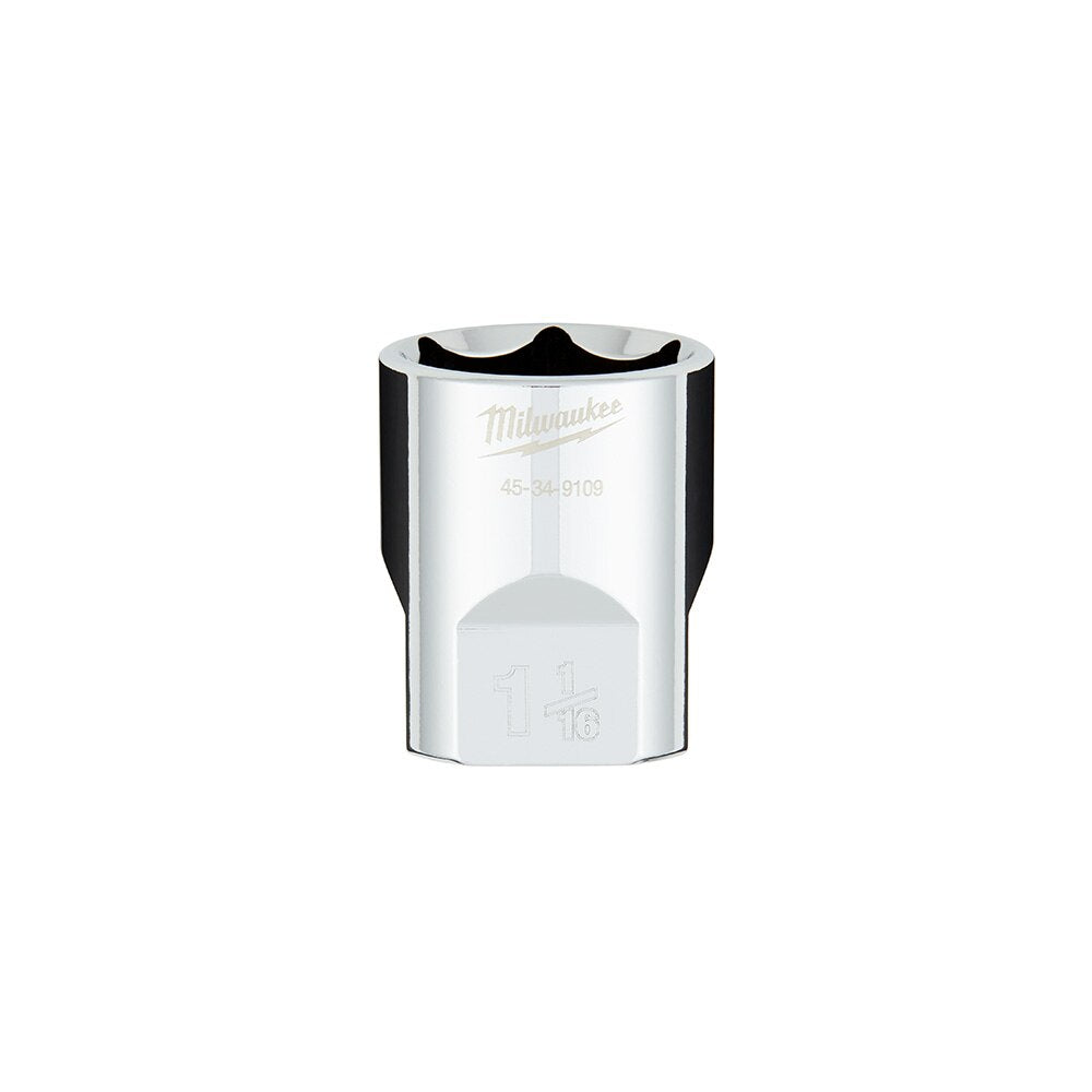 Milwaukee 45-34-9109 1/2" Drive 1-1/16" SAE 6-Point Socket with FOUR FLAT™ Sides