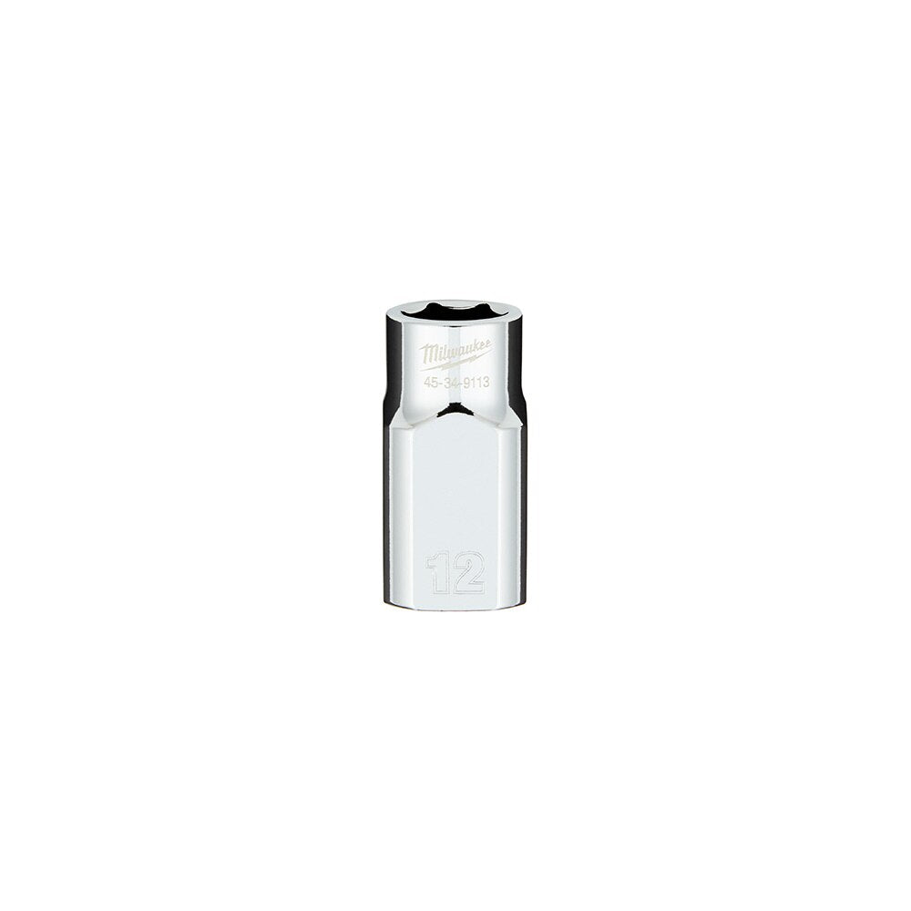 Milwaukee 45-34-9113 1/2" Drive 12mm Metric 6-Point Socket with FOUR FLAT™ Sides