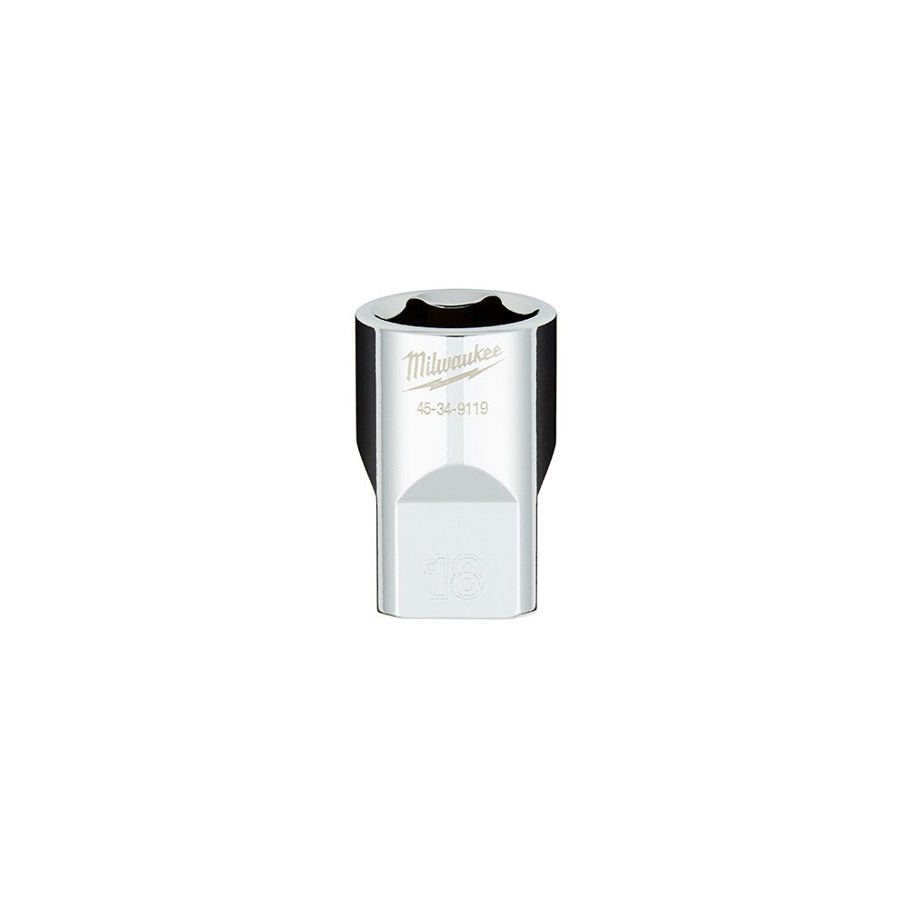 Milwaukee 45-34-9119 1/2" Drive 18mm Metric 6-Point Socket with FOUR FLAT™ Sides