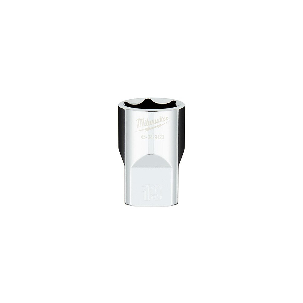 Milwaukee 45-34-9120 1/2" Drive 19mm Metric 6-Point Socket with FOUR FLAT™ Sides
