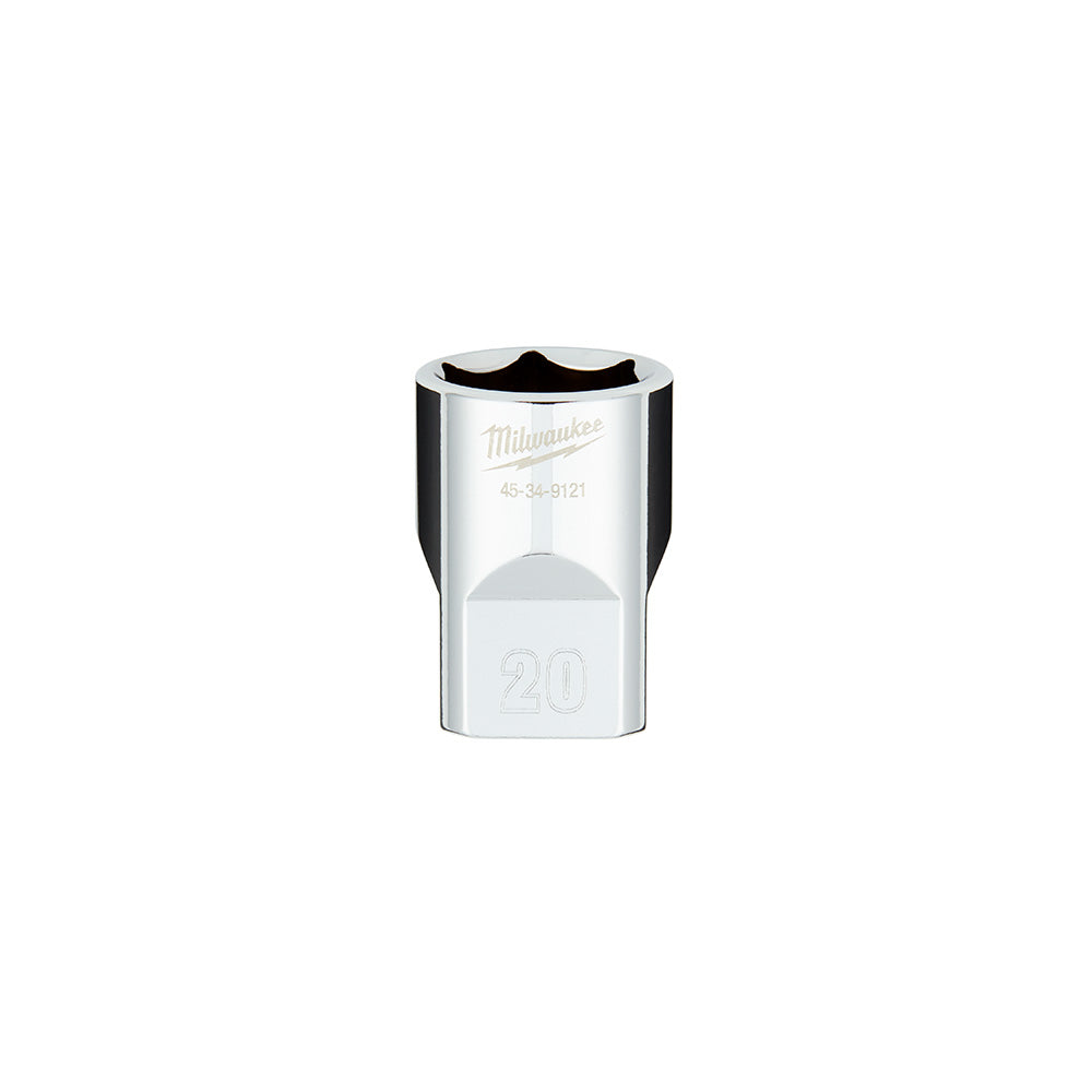 Milwaukee 45-34-9121 1/2" Drive 20mm Metric 6-Point Socket with FOUR FLAT™ Sides