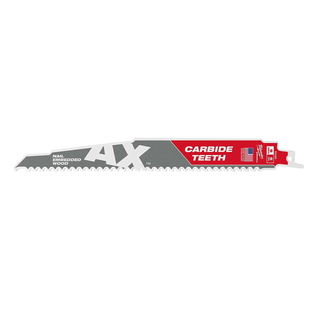 Milwaukee 48-00-5226 AX Sawzall Blade With Carbide Teeth, 9" 5T