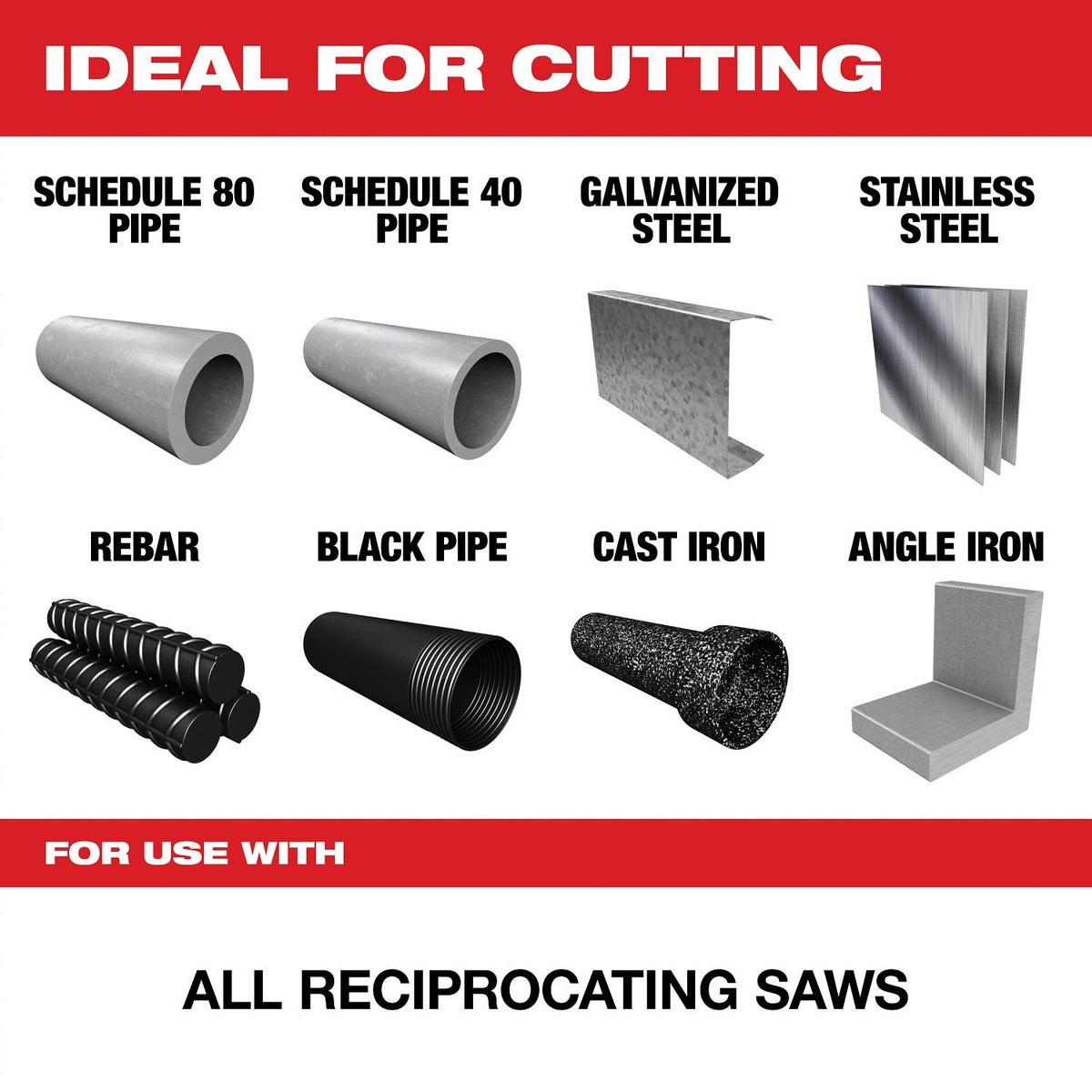 Milwaukee 48-00-5363 12” 7TPI The TORCH™ with NITRUS Carbide™ for Cast Iron SAWZALL® Blade 3PK - 2