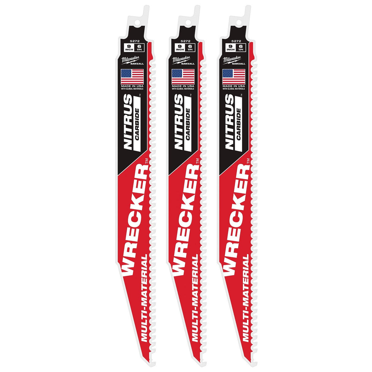 Milwaukee 48-00-5372 9" 6TPI The Wrecker with Nitrus Carbide 3PK