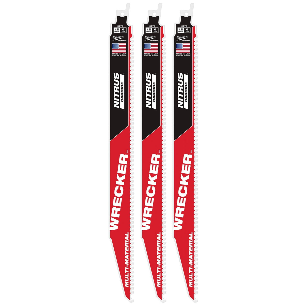 Milwaukee 48-00-5373 12" 6TPI The Wrecker with Nitrus Carbide 3PK
