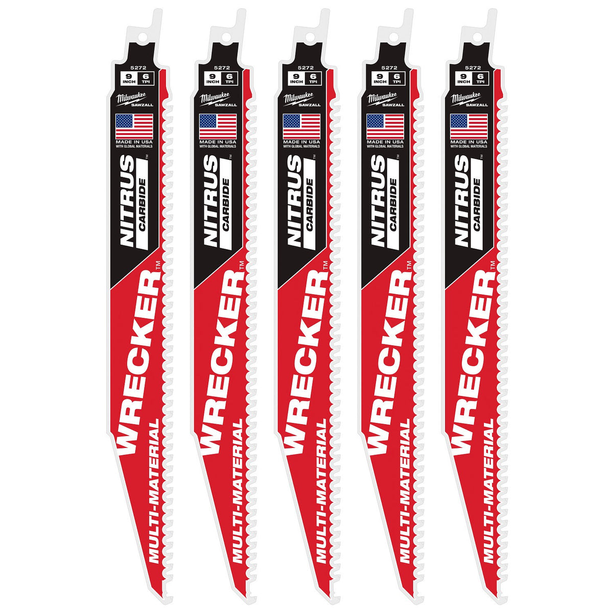 Milwaukee 48-00-5572 9" 6TPI The Wrecker with Nitrus Carbide 5PK