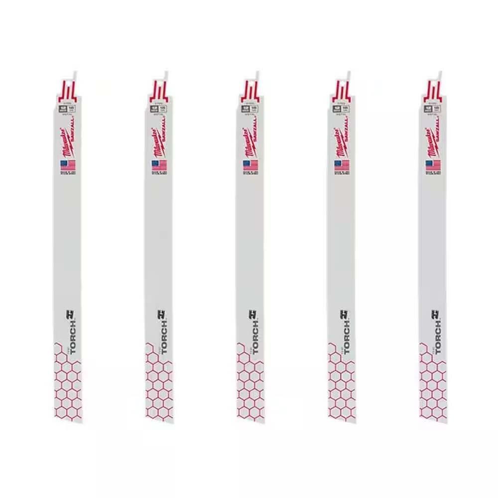 Milwaukee 48-00-5789S 12" 18 TPI TORCH Medium Metal Cutting SAWZALL Blades (5-Pack)