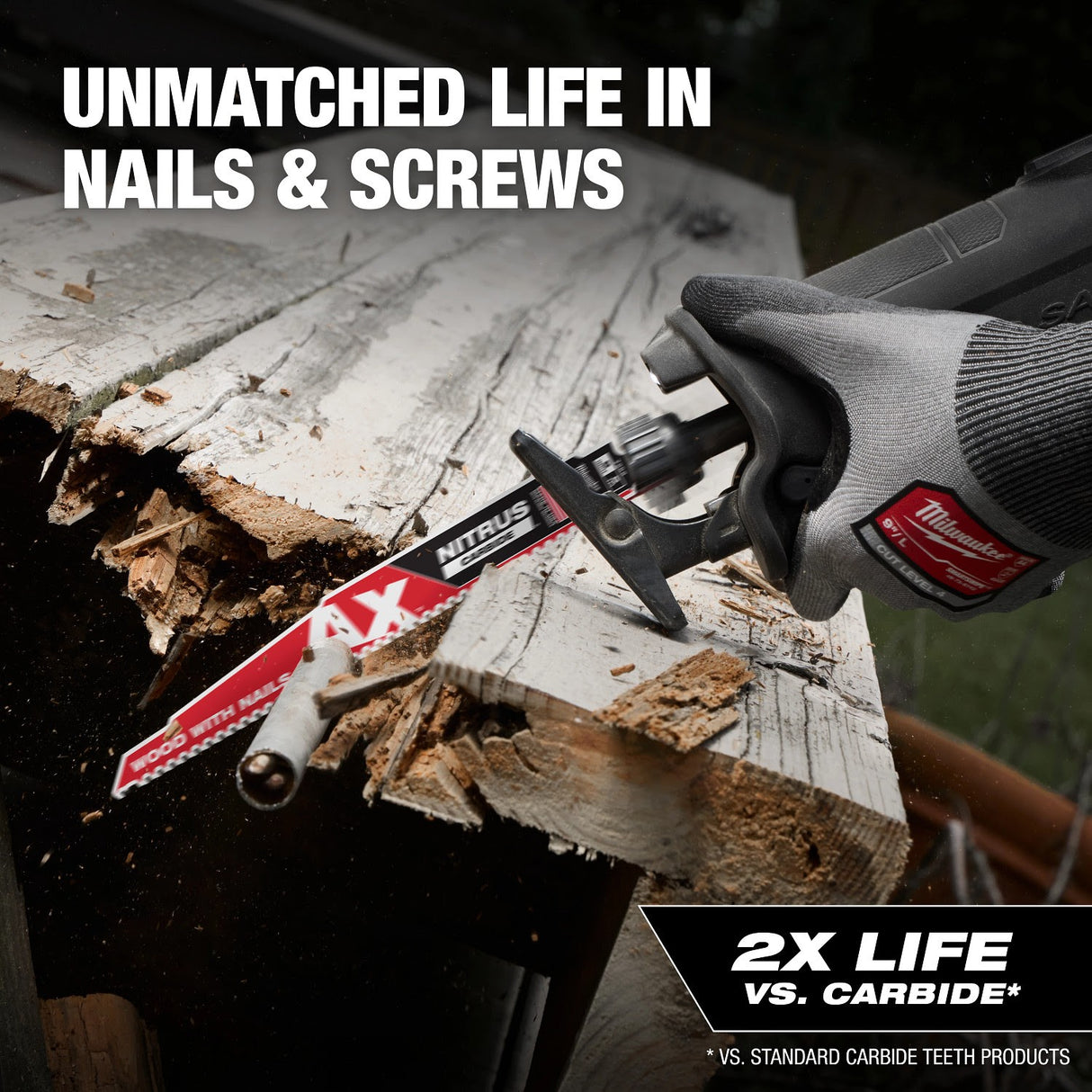 Milwaukee 48-00-7251 6" 5 TPI NITRUS Carbide SAWZALL Recip Saw Blade for Wood with Nails (5 Pack) - 5