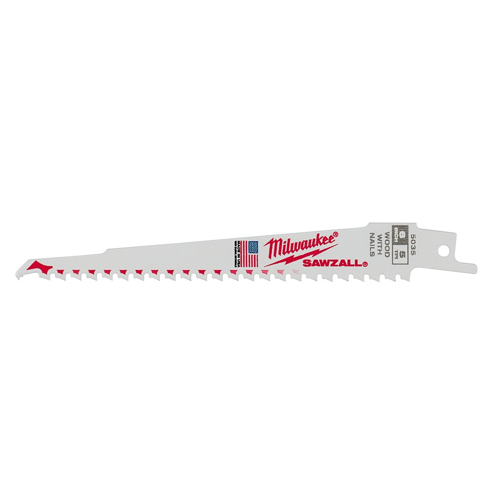 Milwaukee 48-01-2015 6 in. 5 TPI Thin Kerf SAWZALL® Blades (1 Piece)
