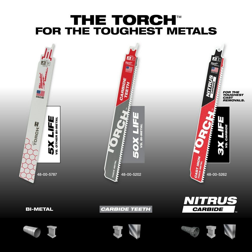 Milwaukee 48-01-2768 9 in. 18 TPI THE TORCH™ SAWZALL® Blade-Bulk - 6