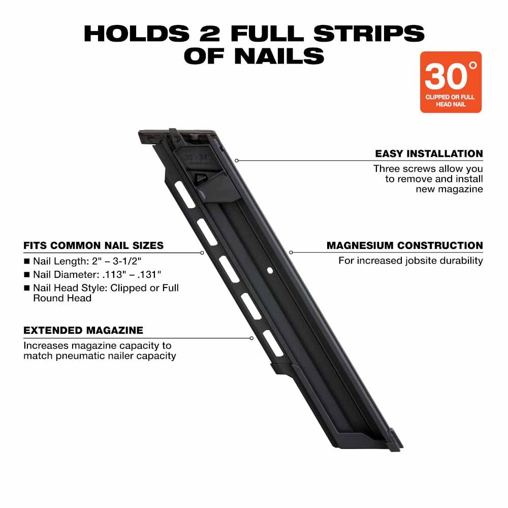 Milwaukee 48-08-2745 30 Degree Framing Nailer Extended Capacity Magazine - 3