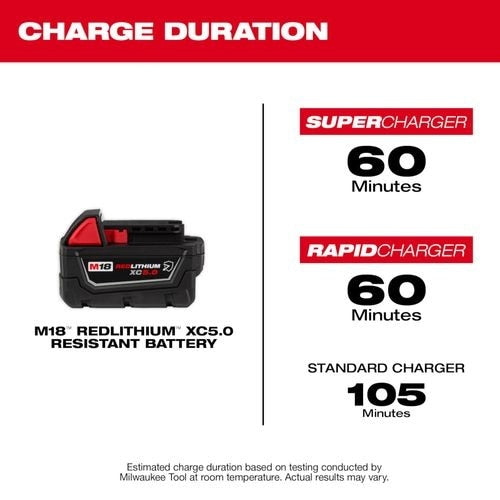 Milwaukee 48-11-1852R M18 REDLITHIUM XC5.0 Resistant 18V 5.0Ah Battery Pack (2 Pack) - 3