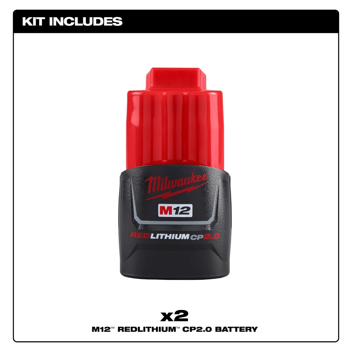 Milwaukee 48-11-2422 M12 REDLITHIUM CP2.0 Compact Battery (2 Pack) - 2