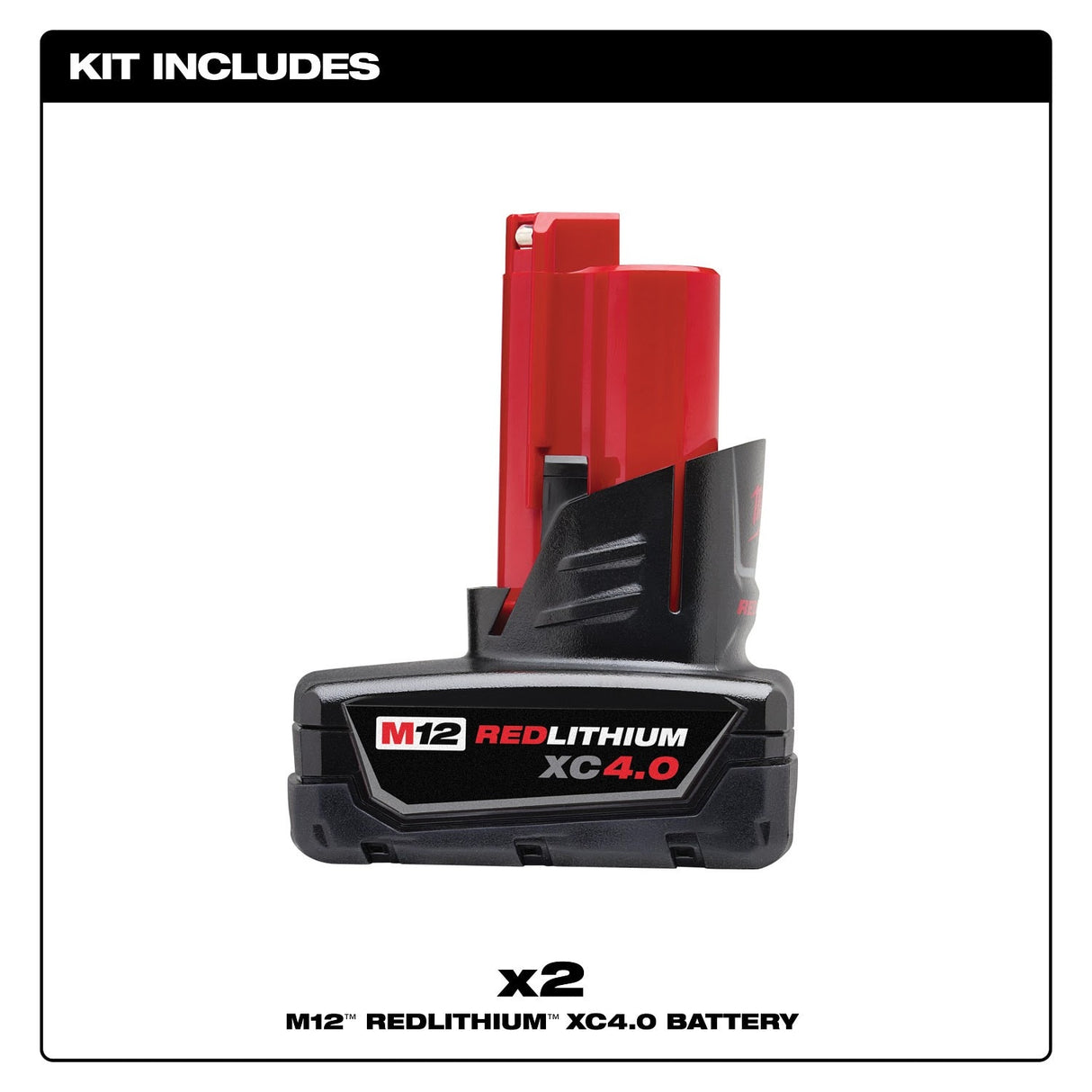 Milwaukee 48-11-2442 M12 REDLITHIUM XC4.0 Extended Capacity Li-Ion Battery Two Pack (2 Pack) - 2