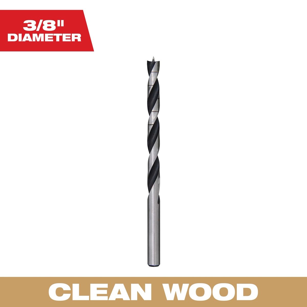 Milwaukee 48-15-0375 3/8 in. Brad Point Drill Bit for Accurate Clean Wood Holes (1 Pack)