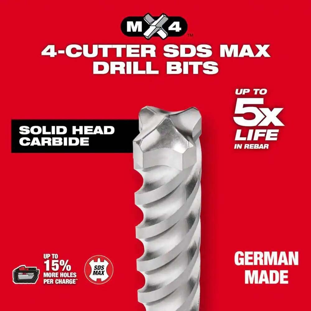 Milwaukee 48-20-8488 SDS MAX 4CT MX4 1-1/2" x 18" x 23" Carbide Drill Bit - 6