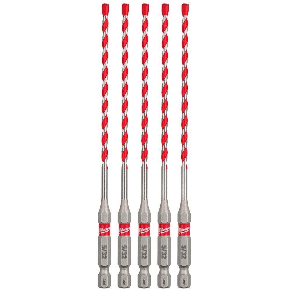 Milwaukee 48-20-9155 SHOCKWAVE Carbide Hammer Drill Bit for Concrete, Brick and Block (5 Pack) - 2